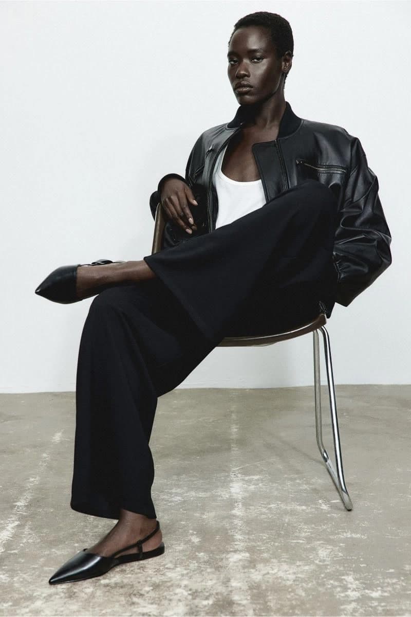 High fashion colour editorial reference, tailored leather from Zara Spring 2024